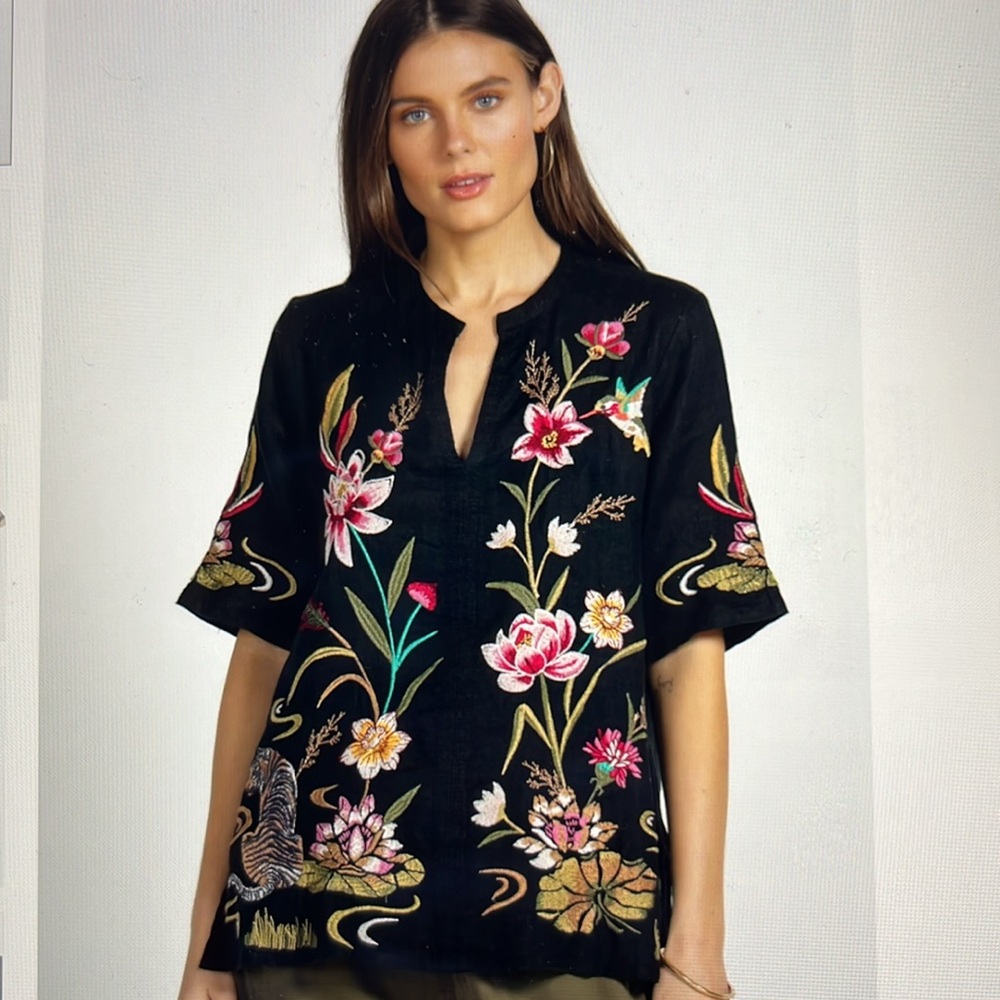 Johnny Was Maisie Easy V-Neck Top NWT